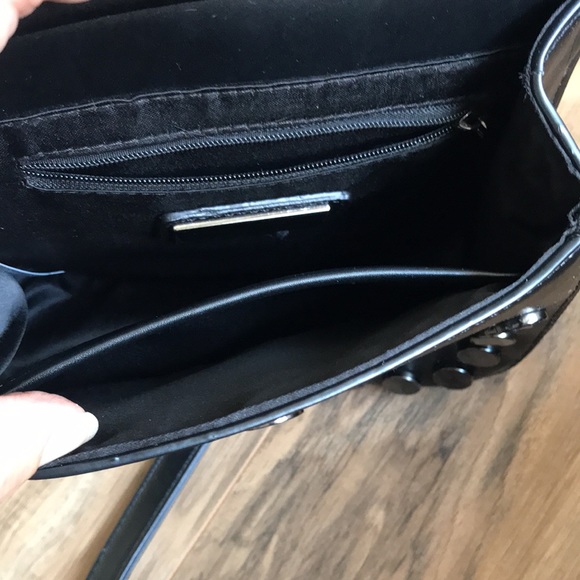 Lionel Black Leather Look Braided and Studded Cross Body Purse with Tassels - Picture 7 of 8